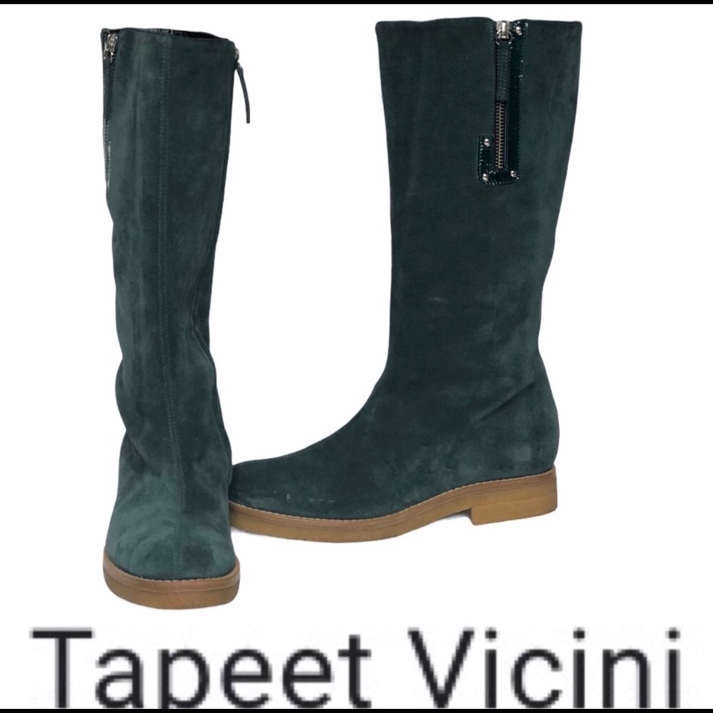 FINAL PRICE LAST CHANCE Tapeet by Vicini Turquoise Suede Leather Boots 38 - Picture 4 of 12